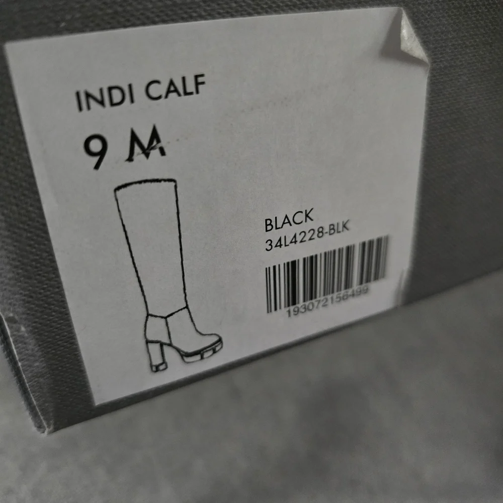 Aquatalia Indi Weatherproof Knee High Boots Black Leather Italy Women's Size 9 - Picture 8 of 10